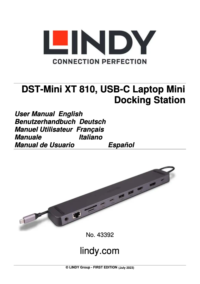 Page 1 de la notice Manuel utilisateur Lindy 43392