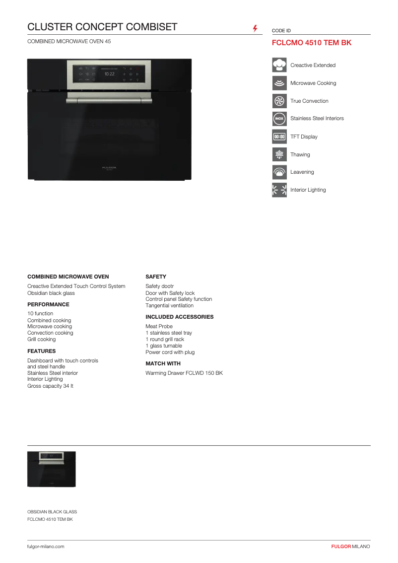 Page n°1 - Fiche technique Fulgor Milano FCLCMO 4510 TEM