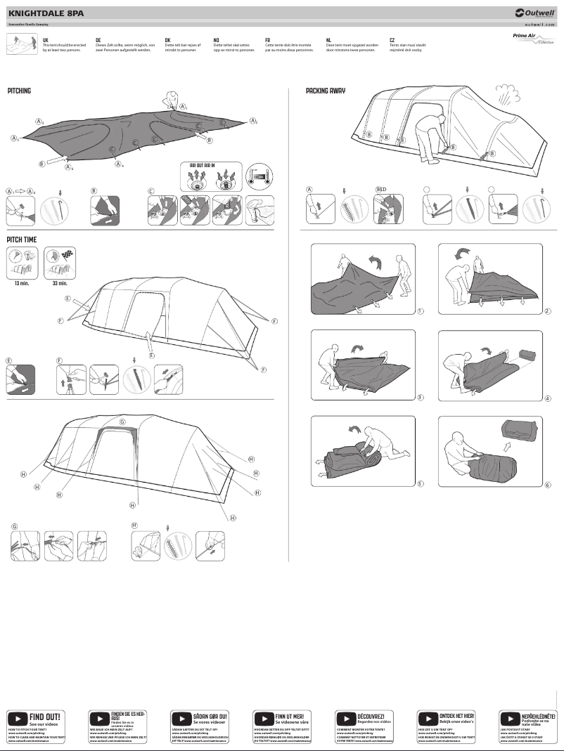 Page 1 de la notice Guide d'installation Outwell Knightdale 8PA