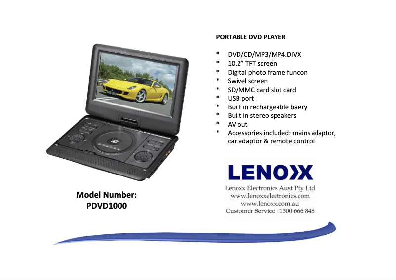 Image de la première page du manuel de l'appareil PDVD1000