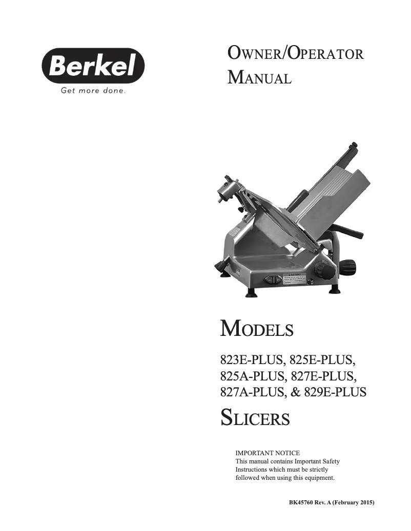 Página 1 del manual Manual de usuario Berkel 825A-PLUS