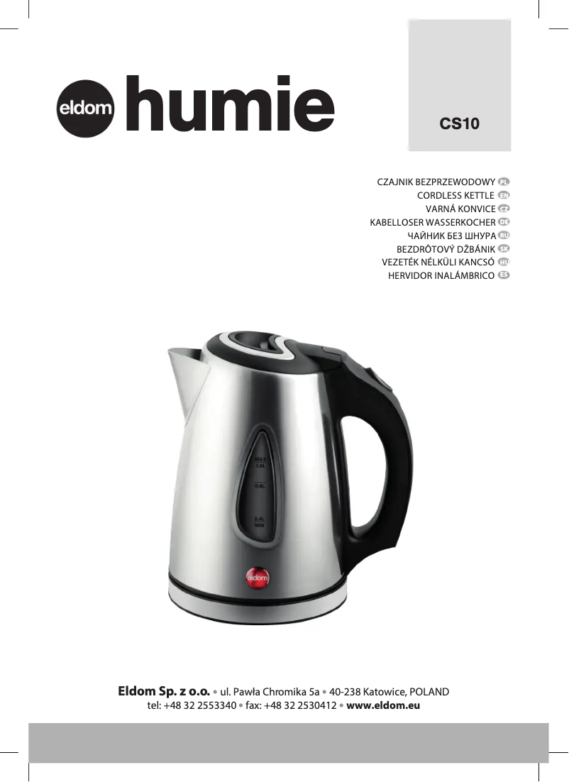 Page n°1 - Manuel utilisateur Eldom HUMIE CS10