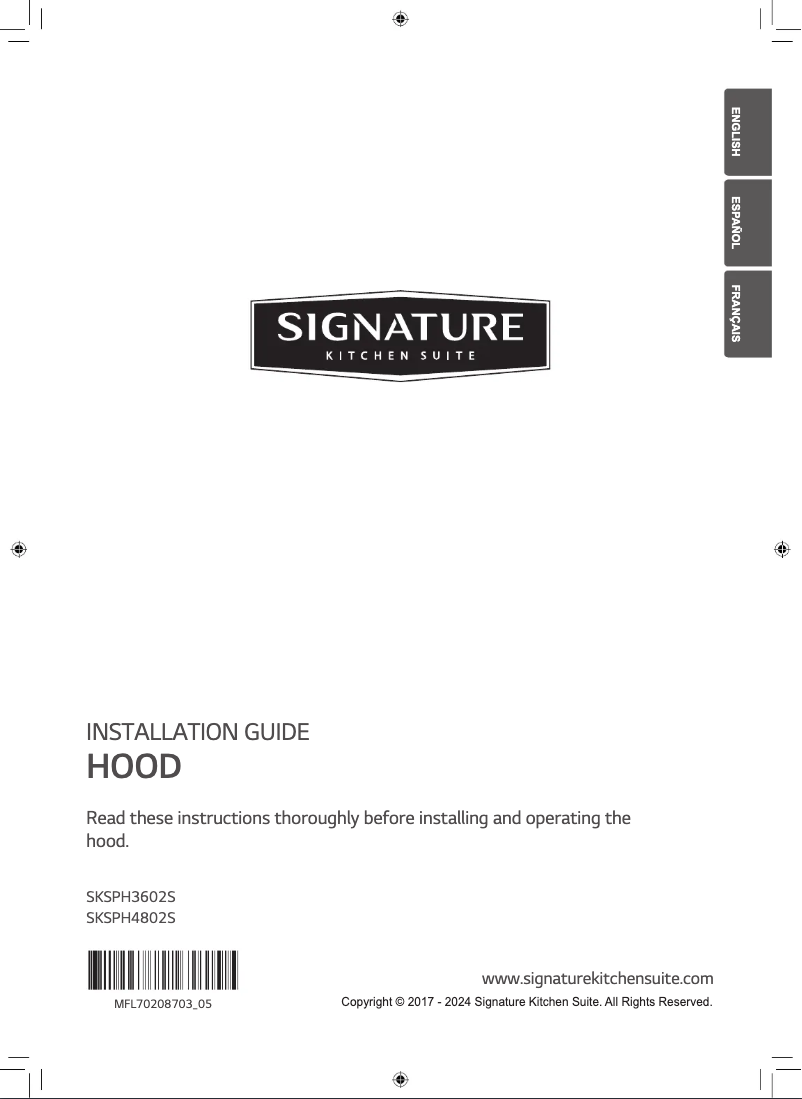 Page n°1 - Manuel utilisateur Signature SKSPH4802S