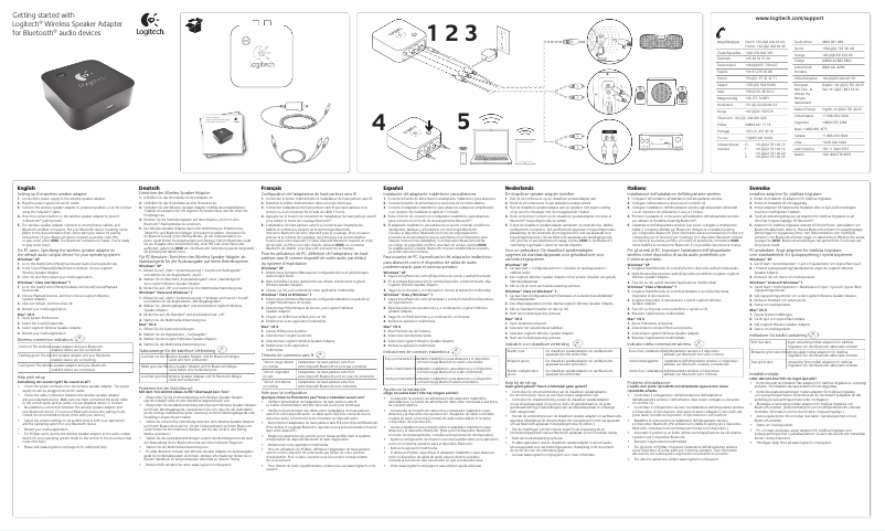 Page 1 de la notice Manuel utilisateur Logitech Wireless Speaker Adapter