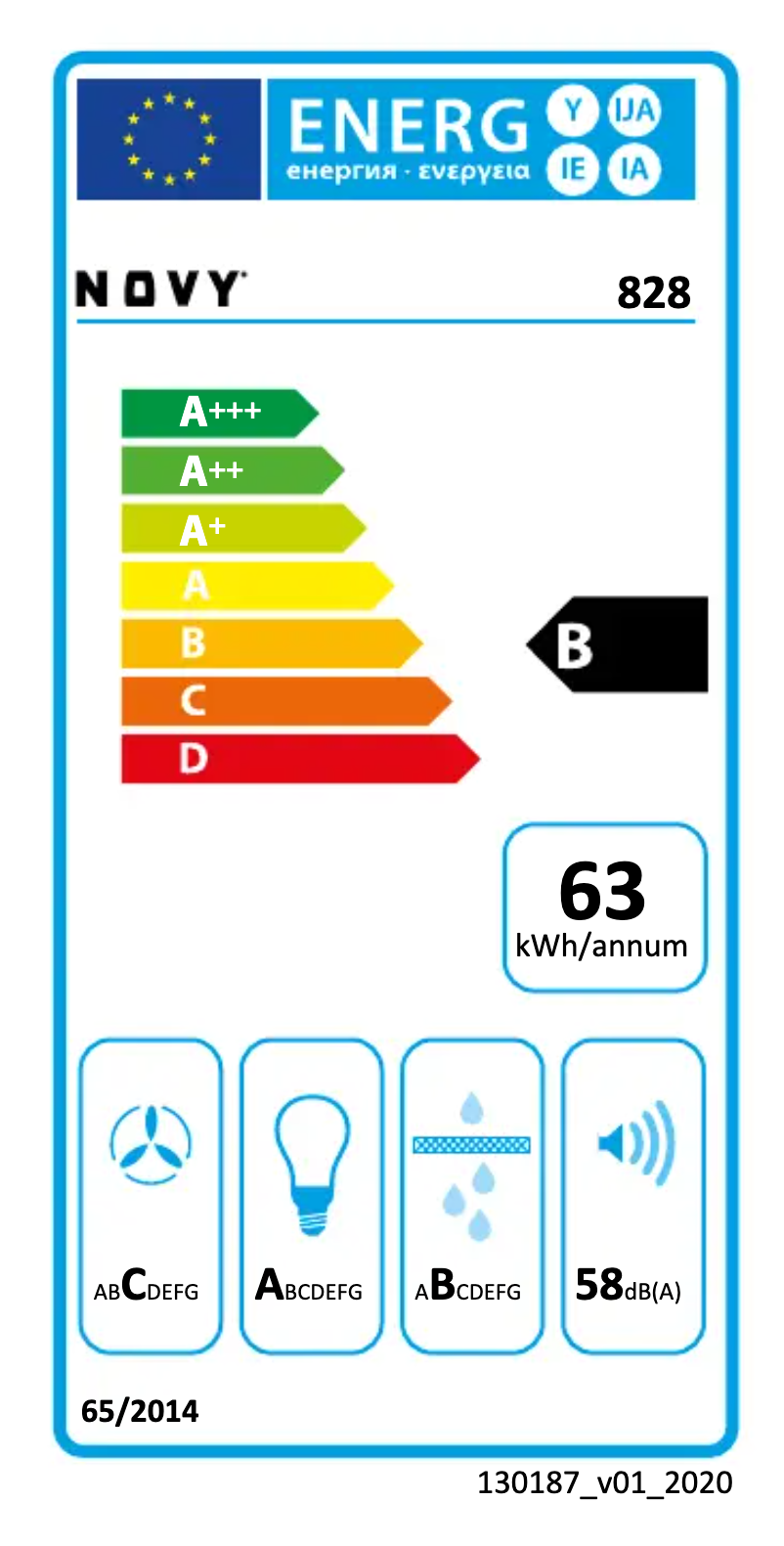 Page 1 de la notice Label énergétique Novy Canopy Essence 828