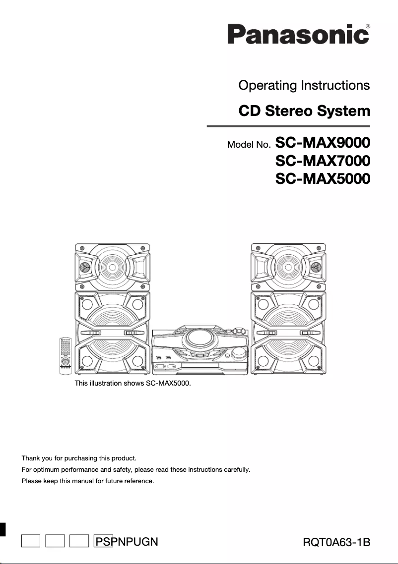 Page n°1 - Manuel utilisateur Panasonic SC-MAX5000