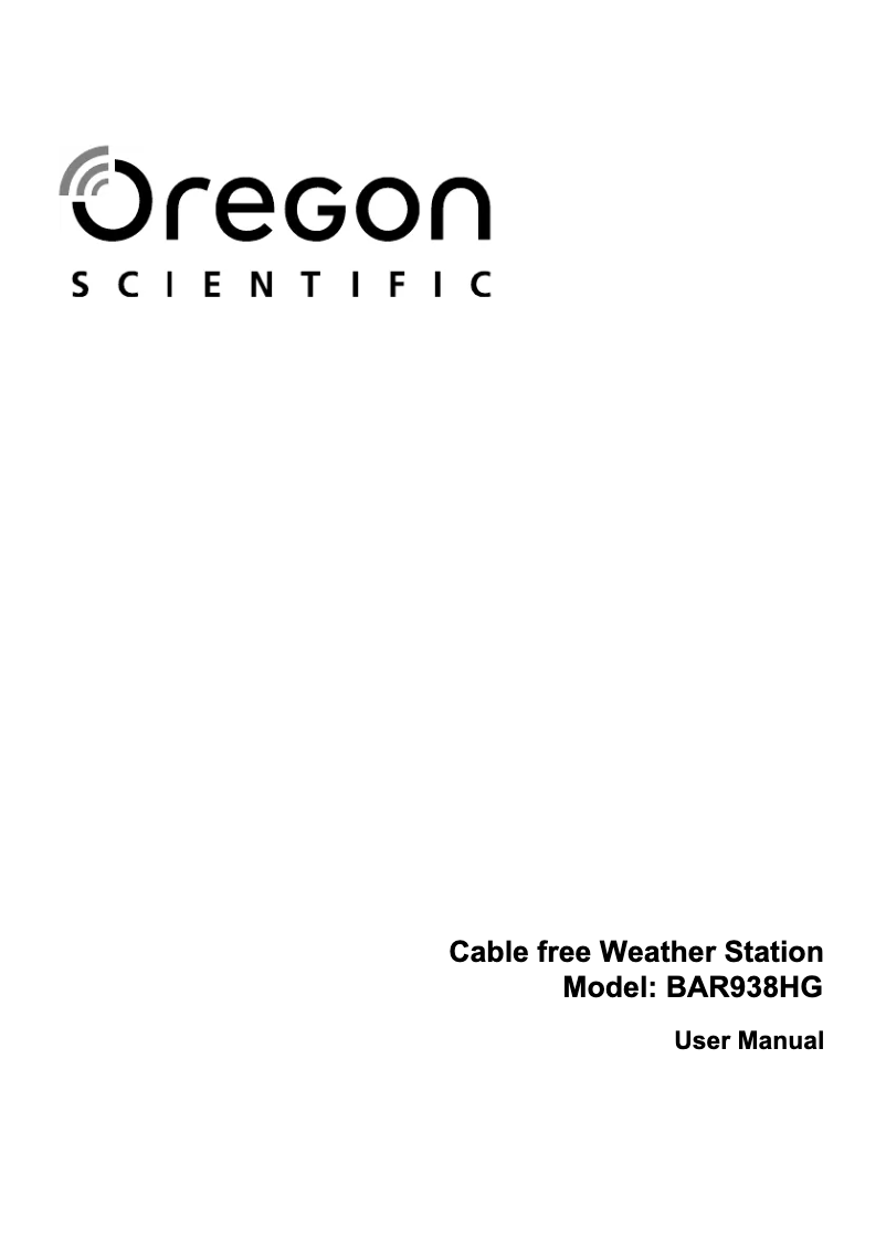 Page 1 de la notice Manuel utilisateur Oregon Scientific BAR938HG