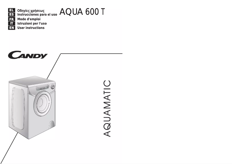 Page n°1 - Manuel utilisateur Candy Aqua 600T