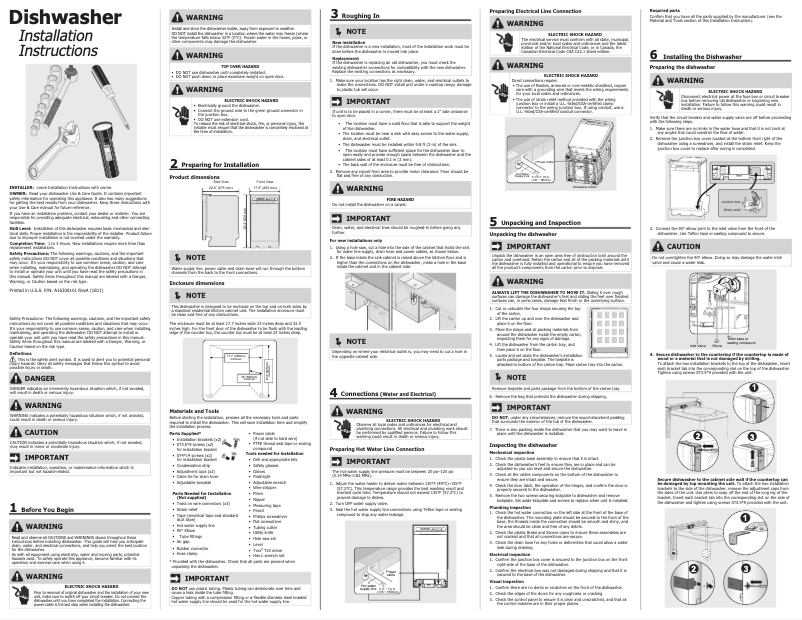 Page n°1 - Guide d'installation Frigidaire FFBD1831UB
