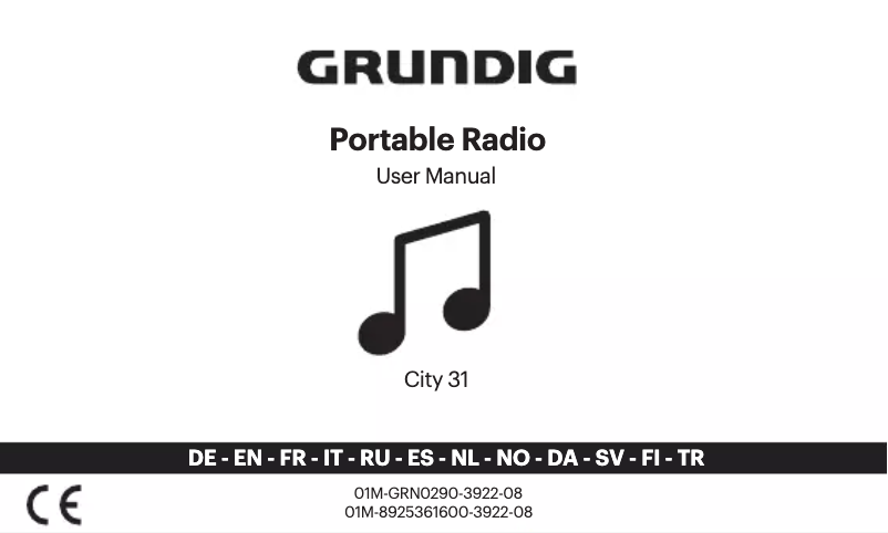 Page n°1 - Manuel utilisateur Grundig City 31