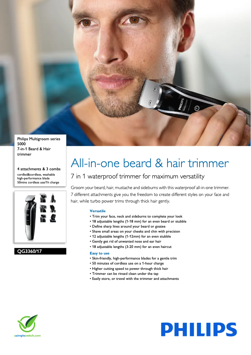 Página 1 del manual Ficha técnica Philips Norelco QG3360