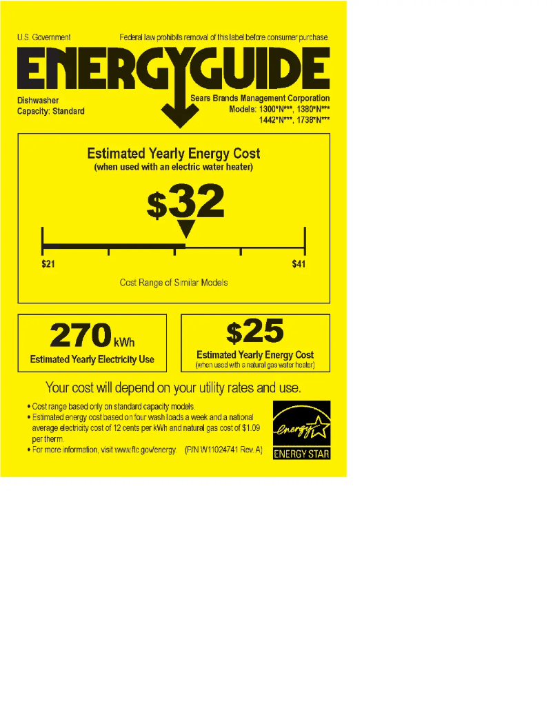 Página 1 del manual Etiqueta energética Kenmore 17383