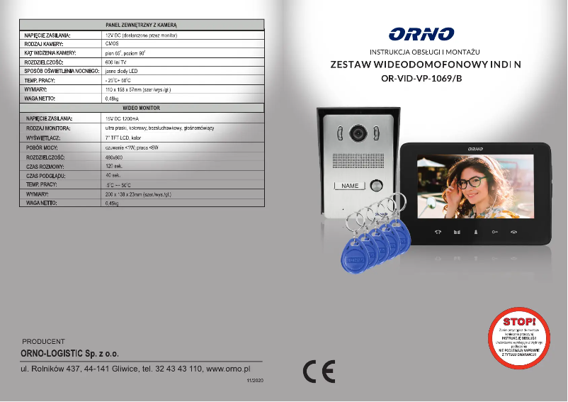 Page n°1 - Manuel utilisateur ORNO OR-VID-VP-1069
