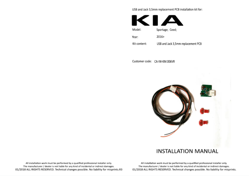 Page n°1 - Manuel utilisateur Pioneer CA-IW-KM.006VR