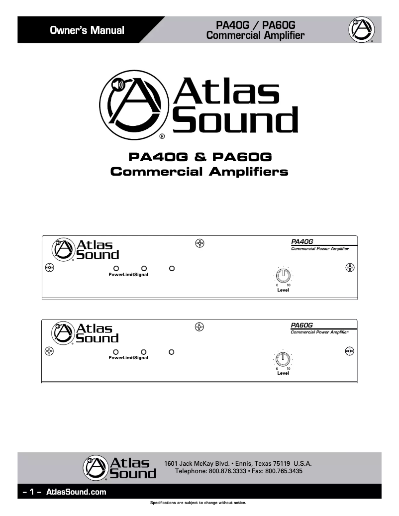 Image de la première page du manuel de l'appareil PA40G
