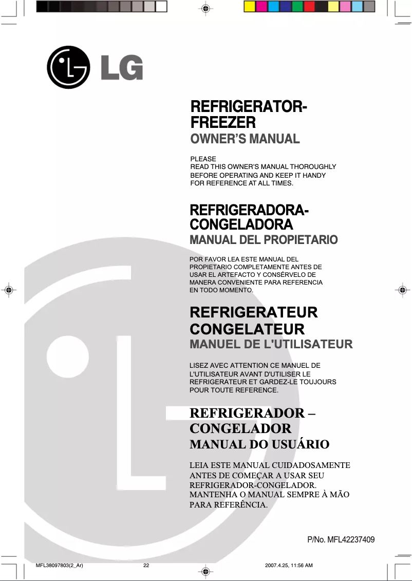 Page 1 de la notice Manuel utilisateur LG GR-B582YVC