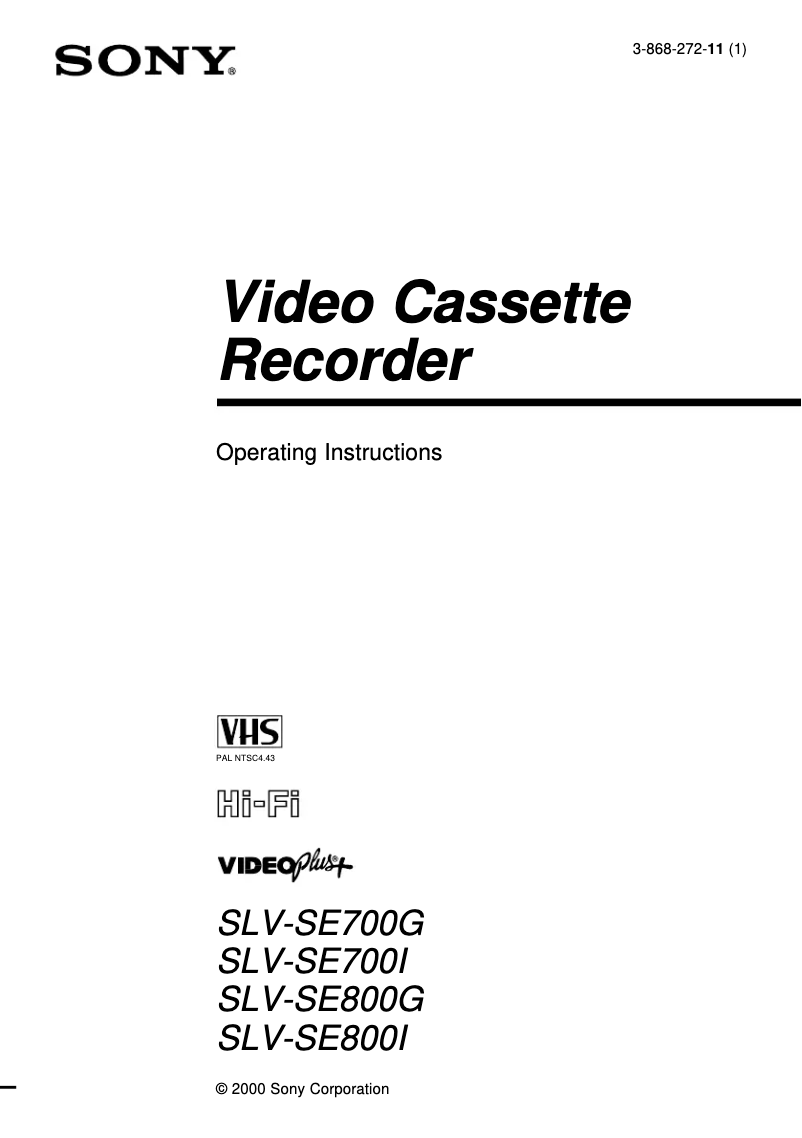 Image de la première page du manuel de l'appareil SLV-SE700G