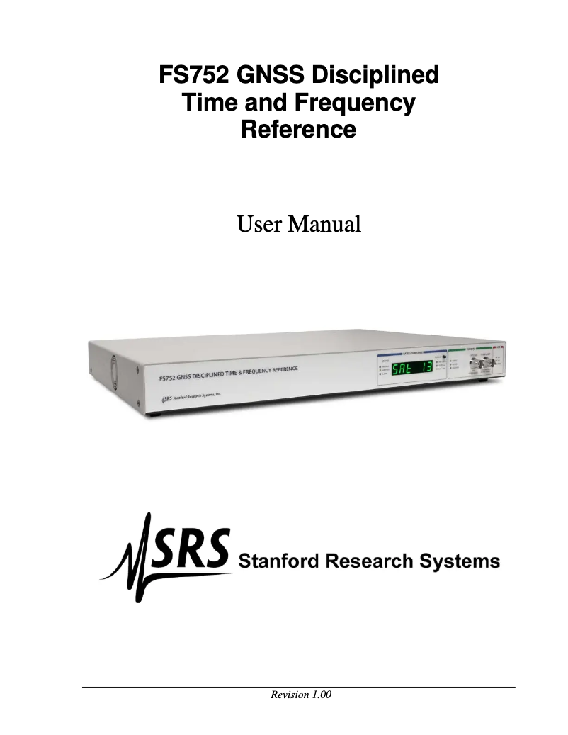 Page n°1 - Manuel utilisateur SRS FS752