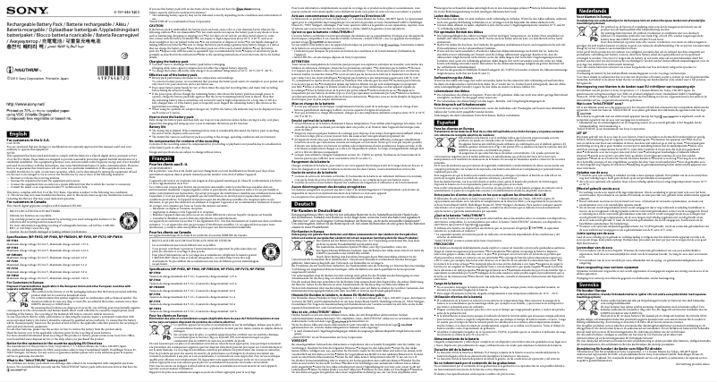 Page 1 de la notice Manuel utilisateur Sony NP-FV50