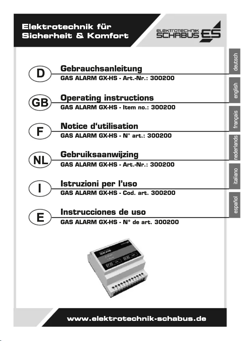 Page n°1 - Manuel utilisateur Schabus GX-HS