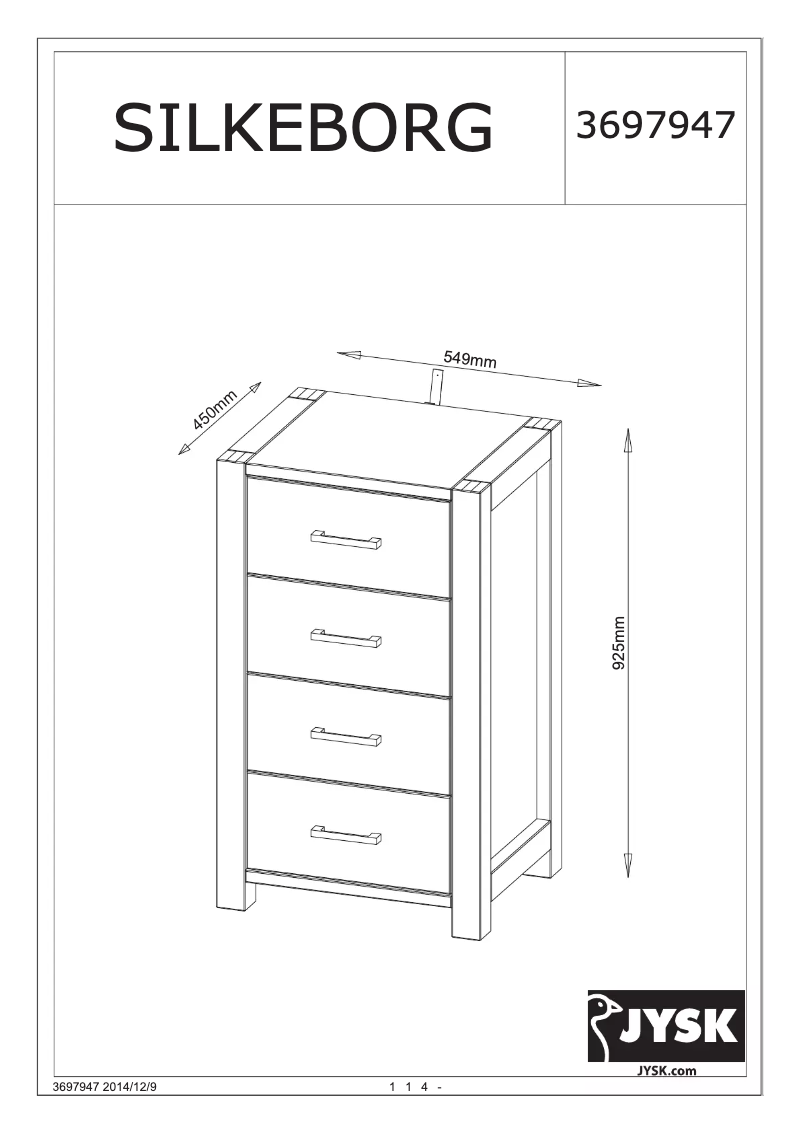 Page 1 de la notice Manuel utilisateur JYSK Silkeborg (55x93x45)