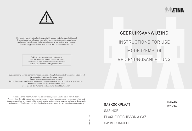 Page 1 de la notice Manuel utilisateur Etna T1124ZTA