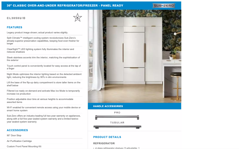 Page n°1 - Manuel utilisateur Sub-Zero CL3050U/O