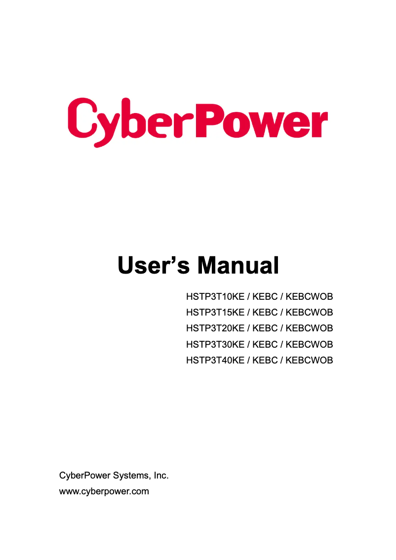 Page 1 de la notice Manuel utilisateur CyberPower HSTP3T40KEBCWOB