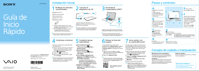 Image de la première page du manuel de l'appareil Vaio Fit 13 SVF13N24CXB