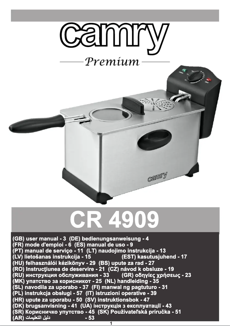 Page 1 de la notice Manuel utilisateur Camry CR 4909