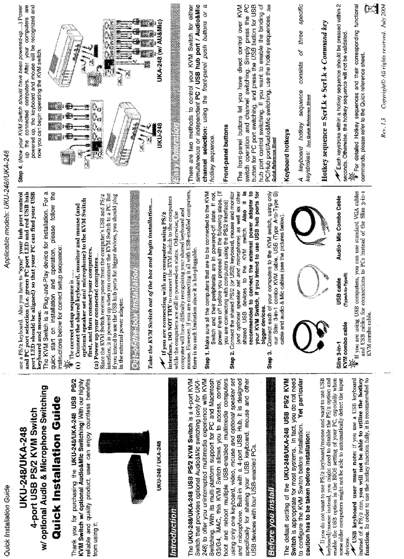 Page n°1 - Manuel utilisateur Intronics VGA / PS/2 + Audio USB KVM Switch