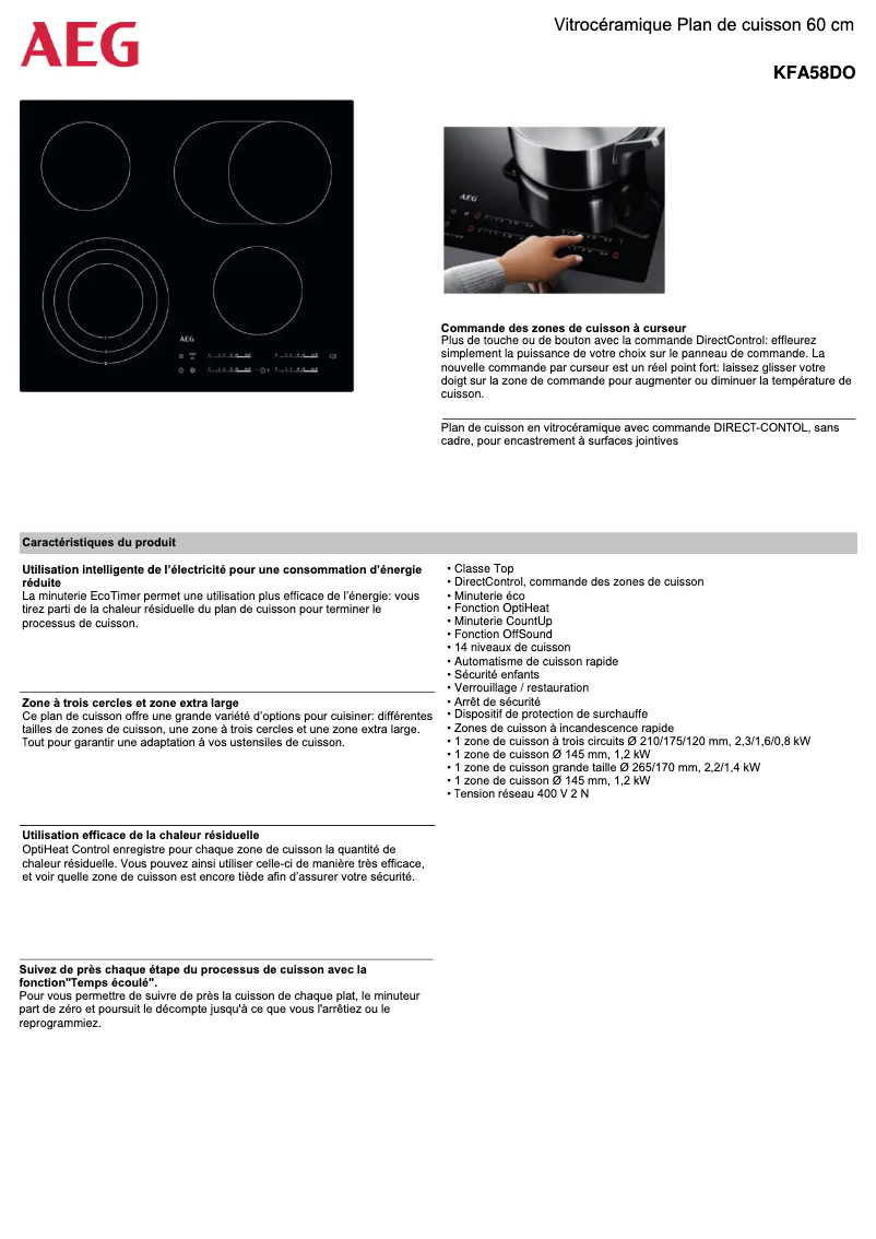 Image de la première page du manuel de l'appareil KFA58DO