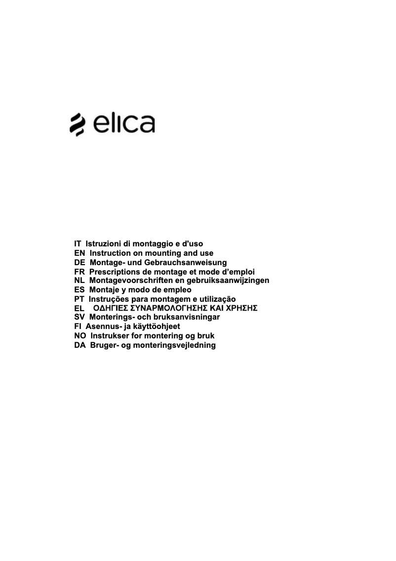 Page n°1 - Manuel utilisateur Elica Bio PRF0148081