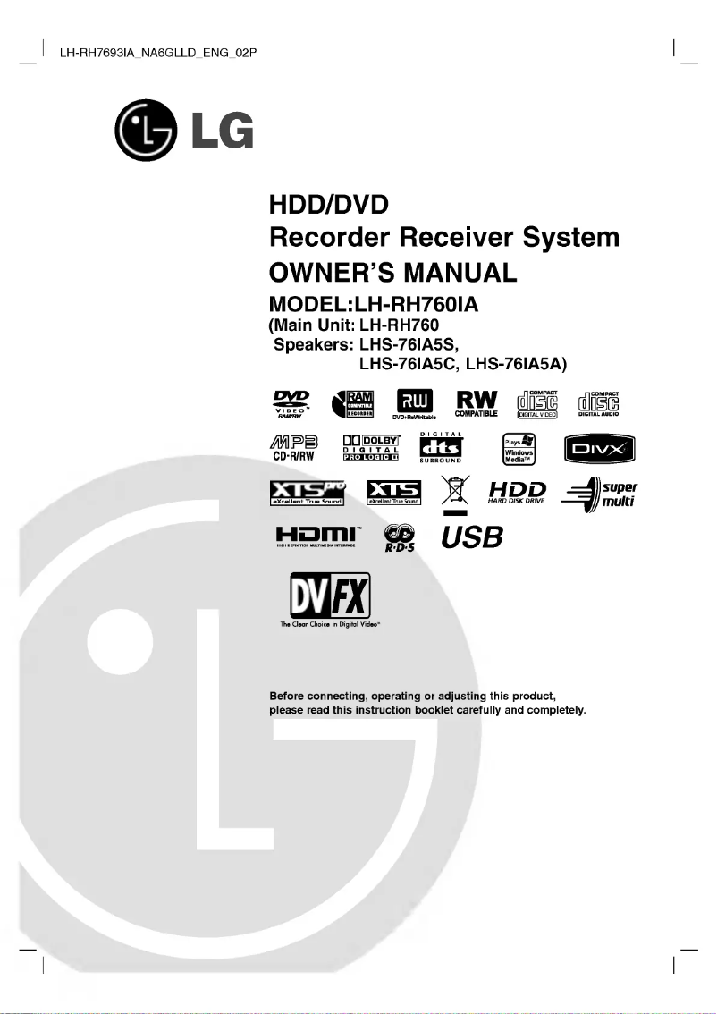 Page n°1 - Manuel utilisateur LG LH-RH760IA