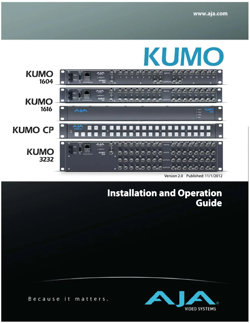 Page 1 de la notice Manuel utilisateur AJA KUMO CP