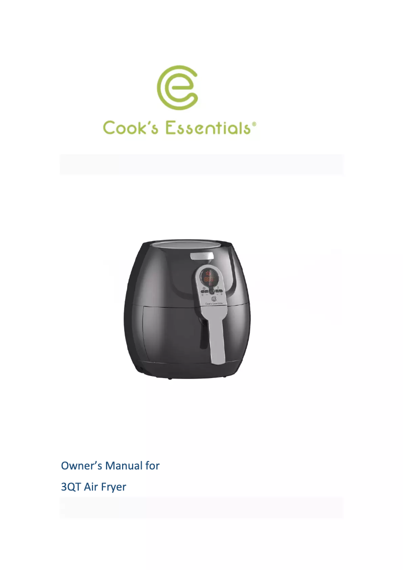 Page 1 de la notice Manuel utilisateur Cook's essentials 3QT Air Fryer