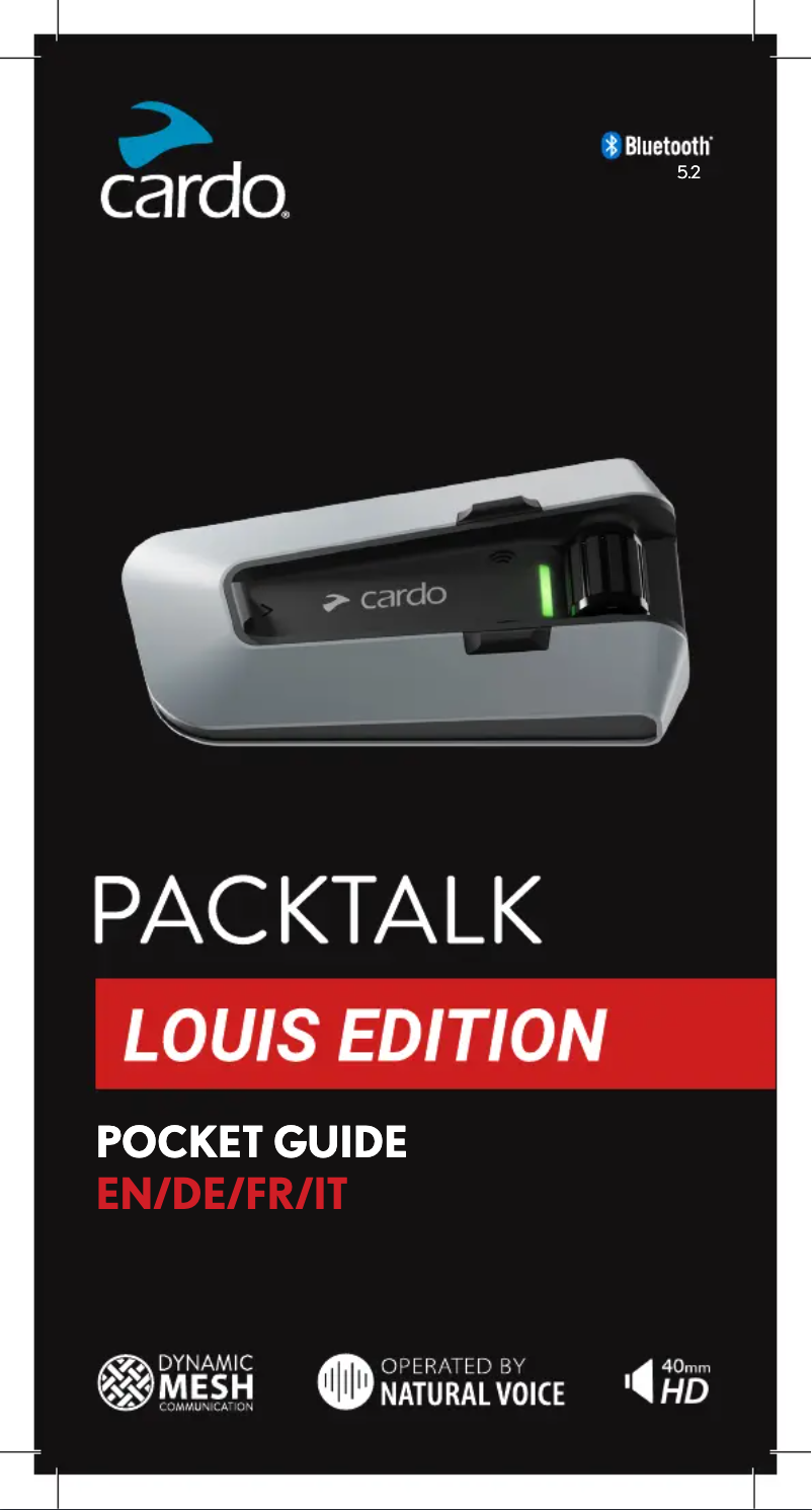 Page 1 de la notice Manuel utilisateur Cardo Packtalk Louis Edition