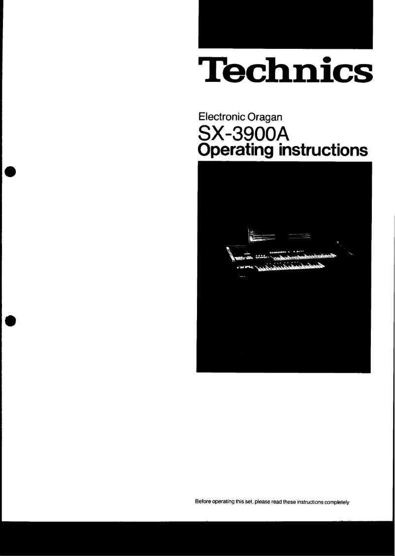 Page 1 de la notice Manuel utilisateur Technics SX-3900A