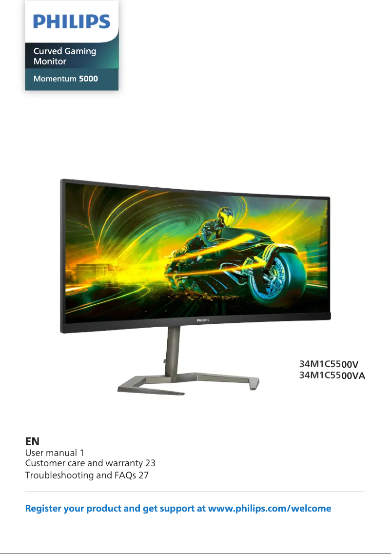 Page 1 de la notice Manuel utilisateur Philips Evnia 34M1C5500VA