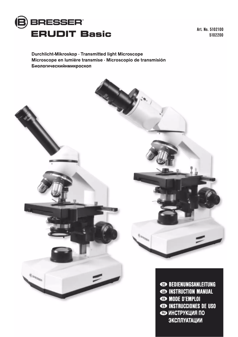 Page n°1 - Manuel utilisateur Bresser ERUDIT Optical