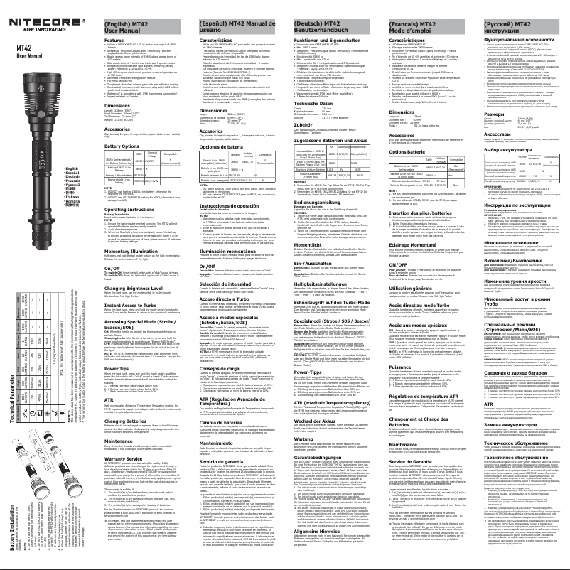 Page n°1 - Manuel utilisateur Nitecore MT42