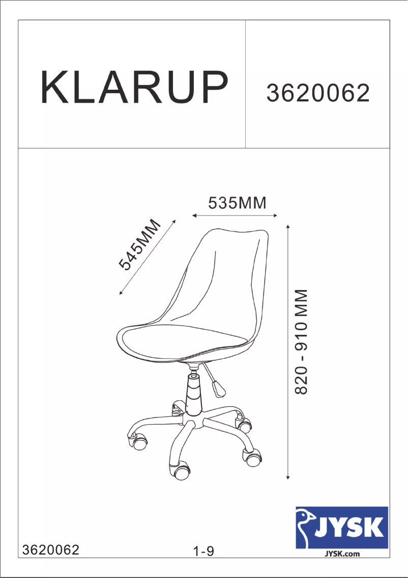 Page n°1 - Manuel utilisateur JYSK Klarup