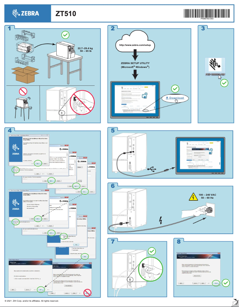Page 1 de la notice Guide de démarrage rapide Zebra ZT510