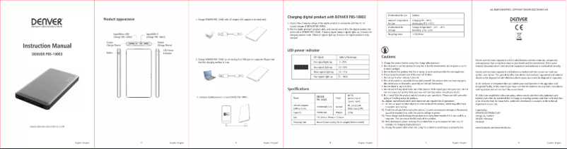 Page 1 de la notice Manuel utilisateur Denver PBS-10003