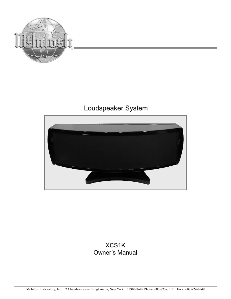 Page 1 de la notice Manuel utilisateur McIntosh XCS1K