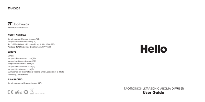 Image de la première page du manuel de l'appareil TT-AD004