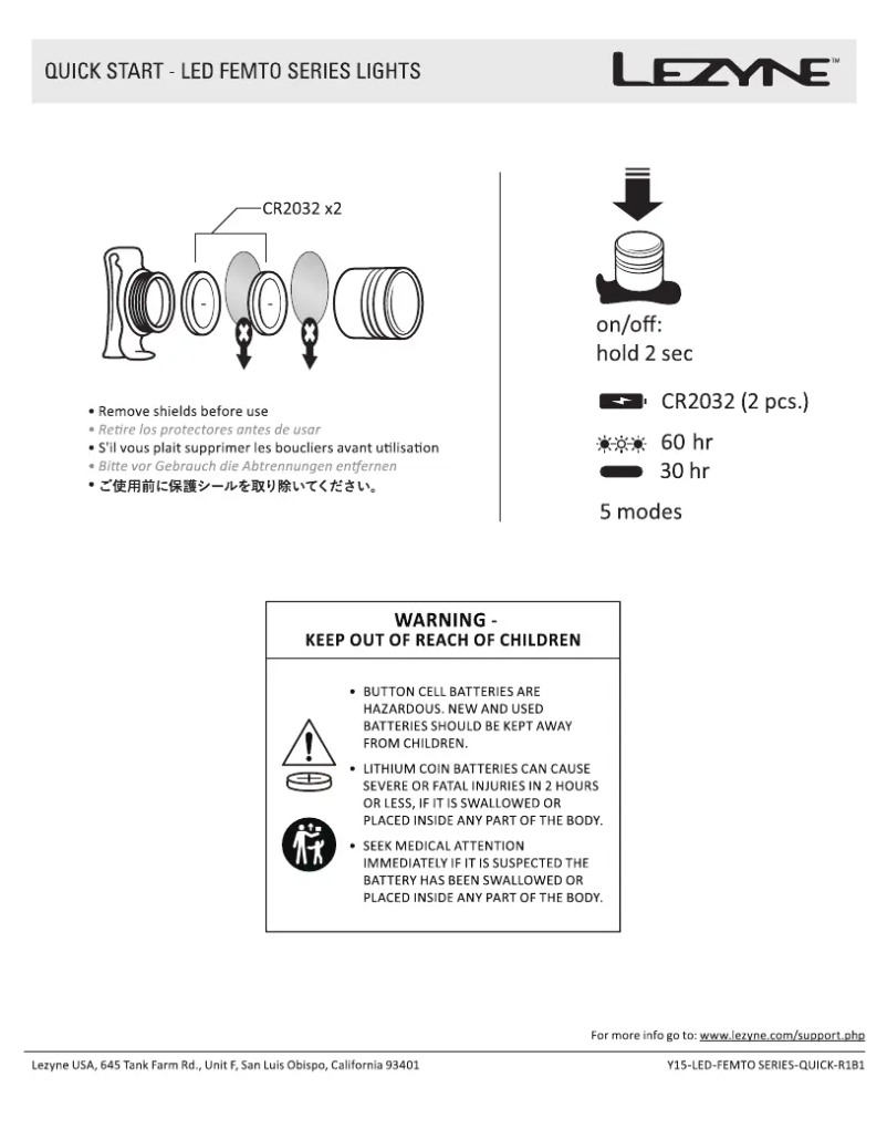 Página 1 del manual Manual de usuario Lezyne Femto Drive Rear