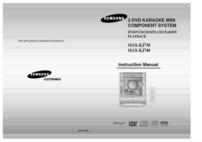 Page 1 de la notice Manuel utilisateur Samsung MAX-KJ730