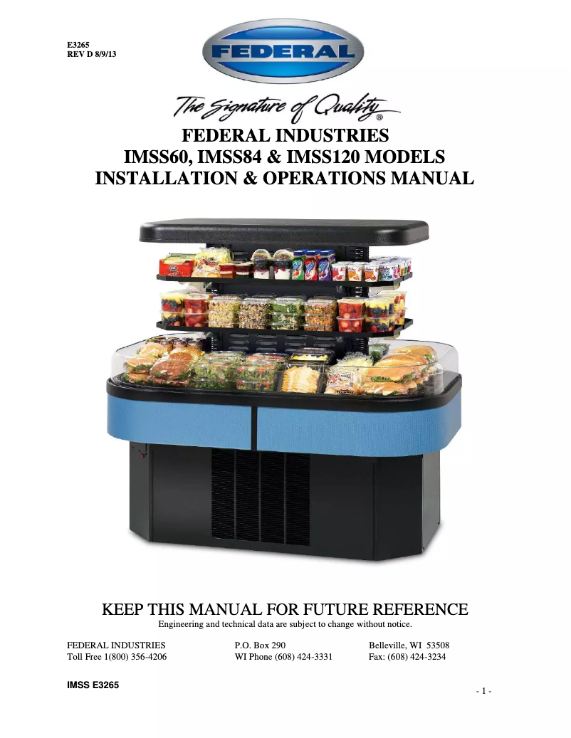 Page 1 de la notice Manuel utilisateur Federal IMSS60SC-3