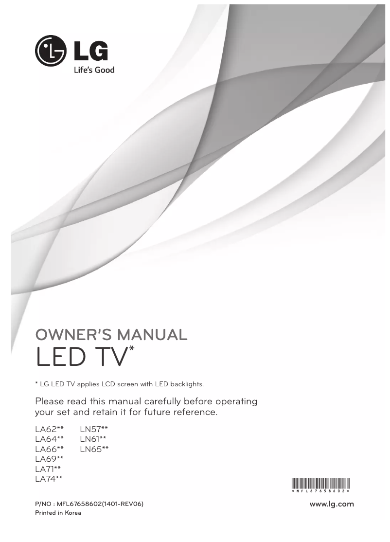 Page n°1 - Manuel utilisateur LG 60LA740S